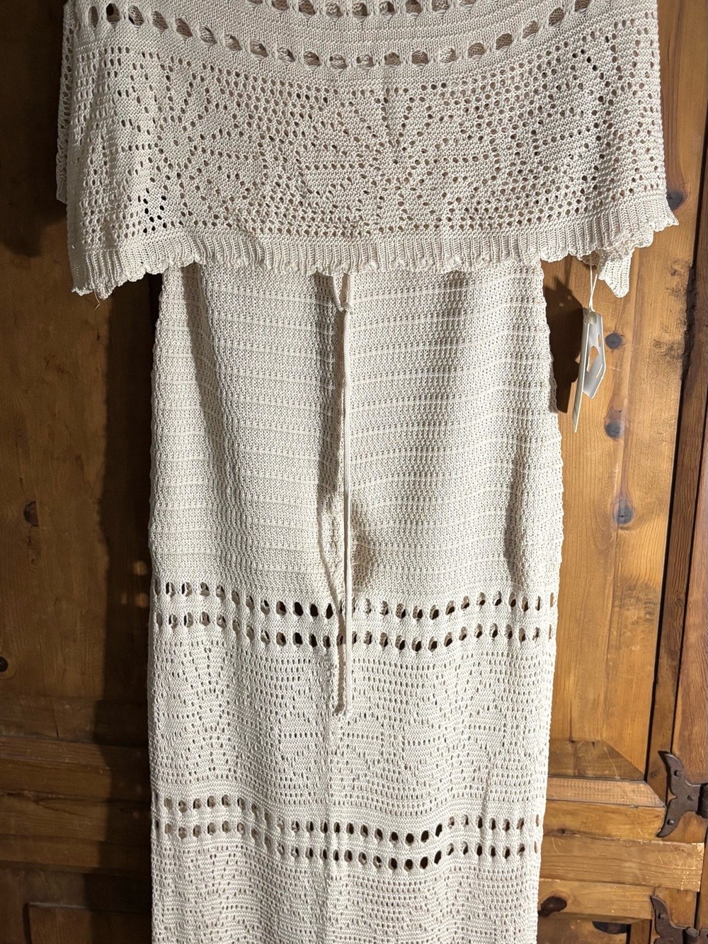 Crochet Maxi Dress in Cream with Caplet - Picture 7 of 11